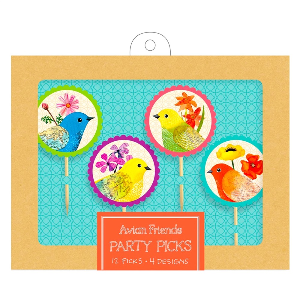 Galison Avian Friends Party Picks 12ct (3 ea of 4 Designs)